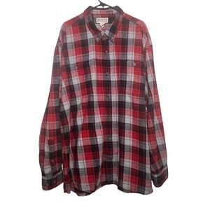 Duluth Trading Flannel Shirt Mens Size 3XL Red Plaid Button Long Sleeve Outdoor